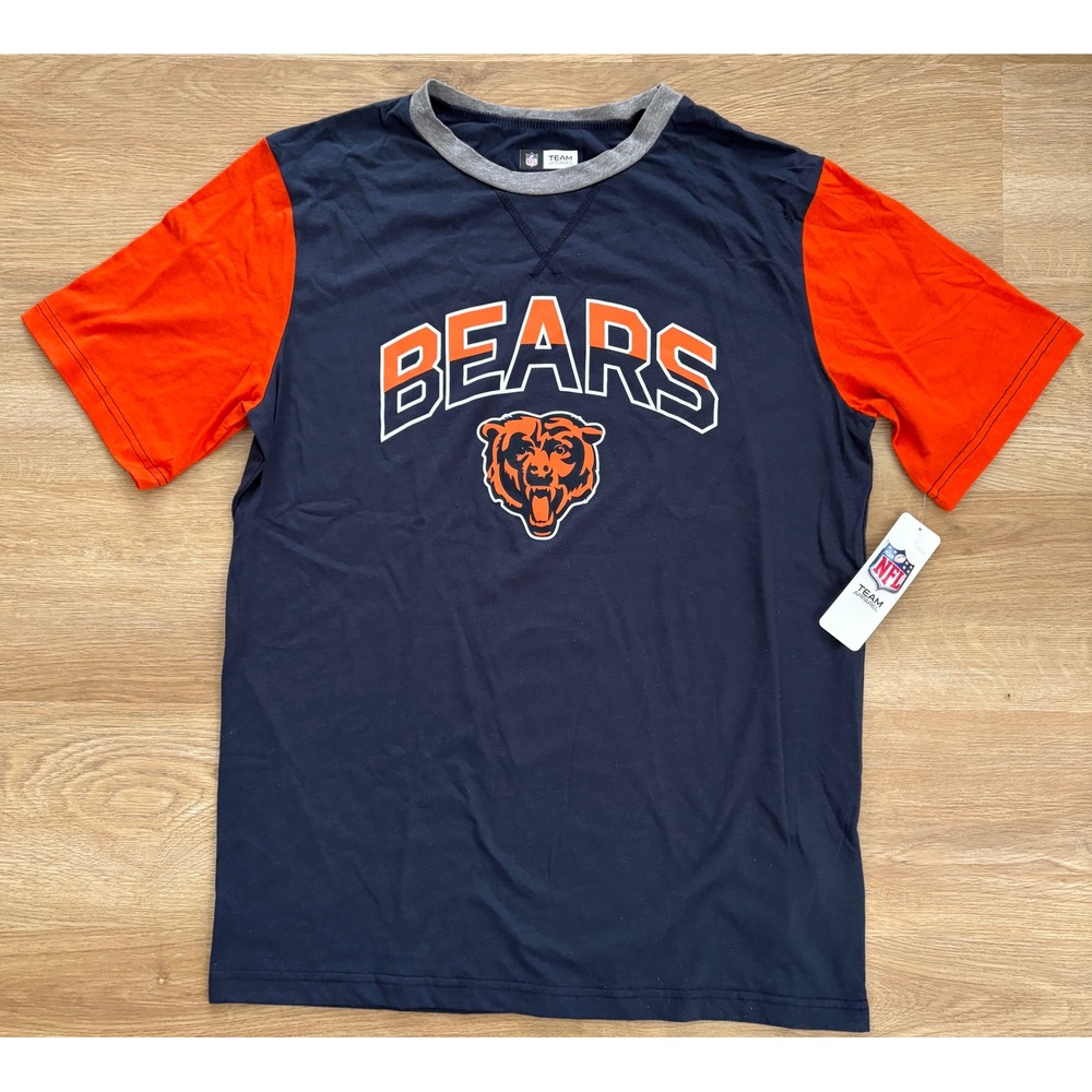 NWT Mens NFL Team Apparel Chicago Bears Tee - Large - Navy Blue/Orange